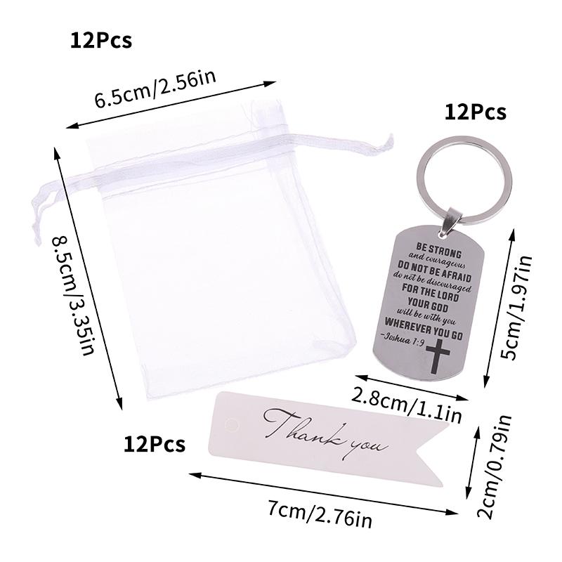 12Set Cross Christian Gifts Inspirational Bible Verse Keychain, Be Strong And Courageous Pendant, Religious Jewelry For Birthday