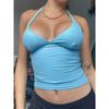 Summer Halter Camisole Tank Top Women V-Neck Sexy Tanks Camis Skinny Backless Pink Corset Tee Shirt Femme Tops WomanT-shirt