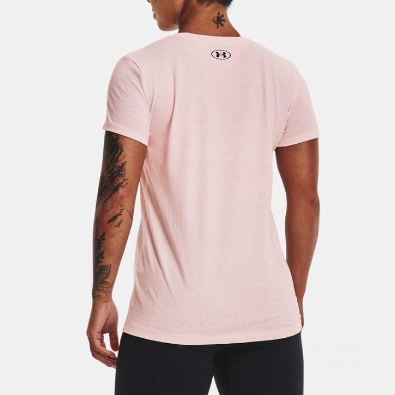 Under Armour Casual Letter Print Round Neck T-Shirt Women tops Pink 1372616-673