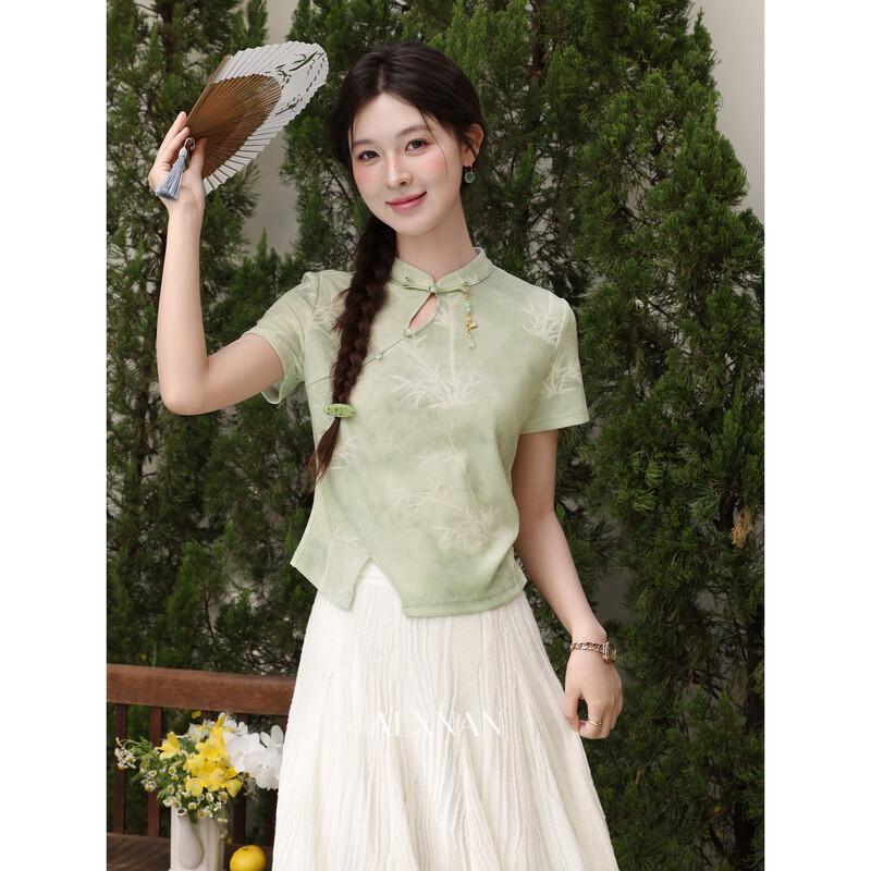 Lu Xiangnan  Bamboo Shadow Butterfly Love  New Chinese Style Short Sleeve T-shirt M