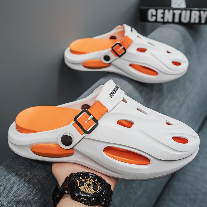 

Літні чоловічі модні пляжні босоніжки Сабо Тапочки на товстій підошві Водонепроникні протиковзкі босоніжки В єтнамки Нековзке м яке взуття з дірок EVA 44-45 чорний