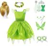 Tinker Bell Fairy Princess Dress For Kids Halloween Costume Party Polyester Fiber Fabric Suitable For Children 80-150cm