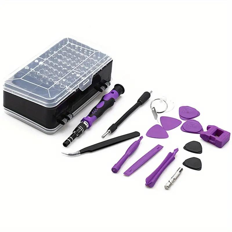 Purple Precision Screwdriver 115 Combined with 1 Set of Multi-Functional Home Repair Tool Set for Mobile Phones, Watches, Computers and Other Belts