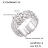 Wind Inlaid Diamond Woven Texture Ring Fashionable Retro Design Titanium Steel Plated 18K Real Gold Jewelry Women