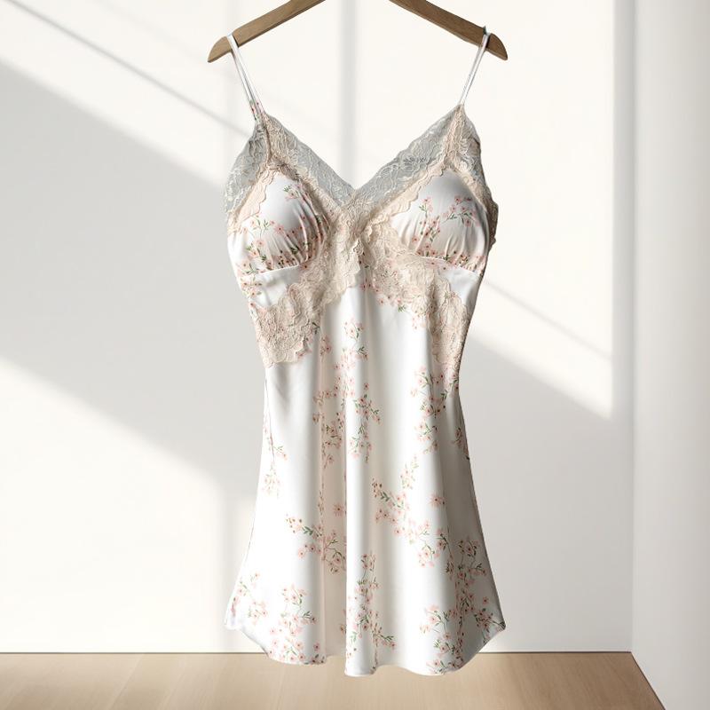 New women's summer ice silk pajamas sexy chest pads spring and autumn suspenders Internet celebrity shorts two-piece loungewear set