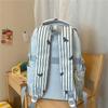 Striped Backpack with Horse Pattern and Front Pocket for School and Daily Use