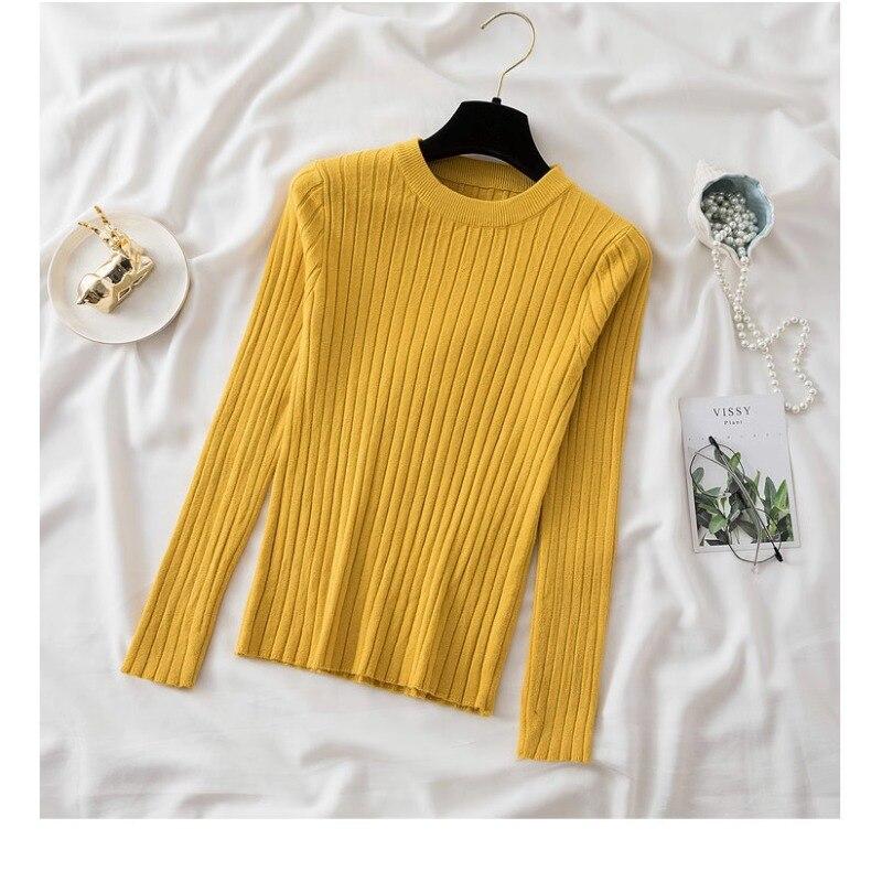 Herbst Oansatz Gestrickte Lange Hülse Frauen Pullover 2023 Mode Koreanische Dünne Strickwaren Winter Casual Gestreiften Tops Jumper 28713