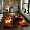 Warrior Rug with Gladiator Design and Flames Suitable for use as an anti-slip game mat for living room and bedroom sofas