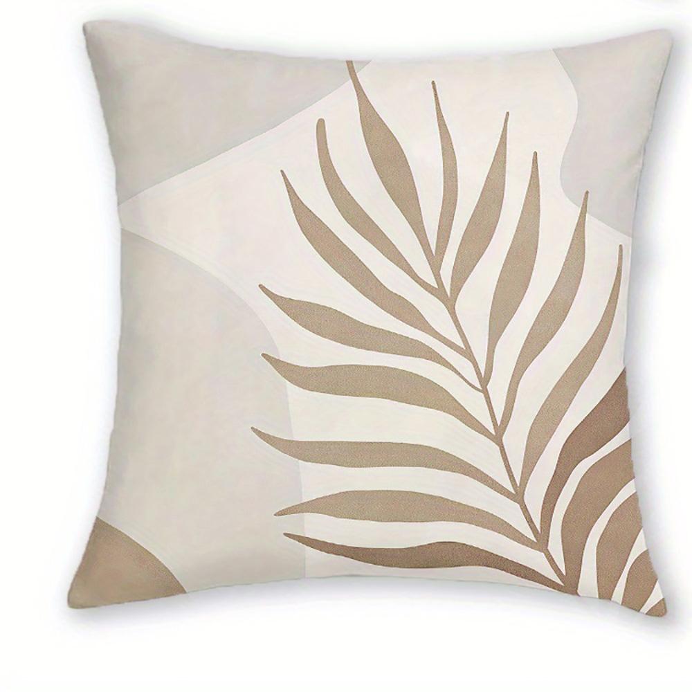 1/4pcs Beige Palm Leaf Patterned Pillowcases Sofa cushion cover home bedroom room decoration