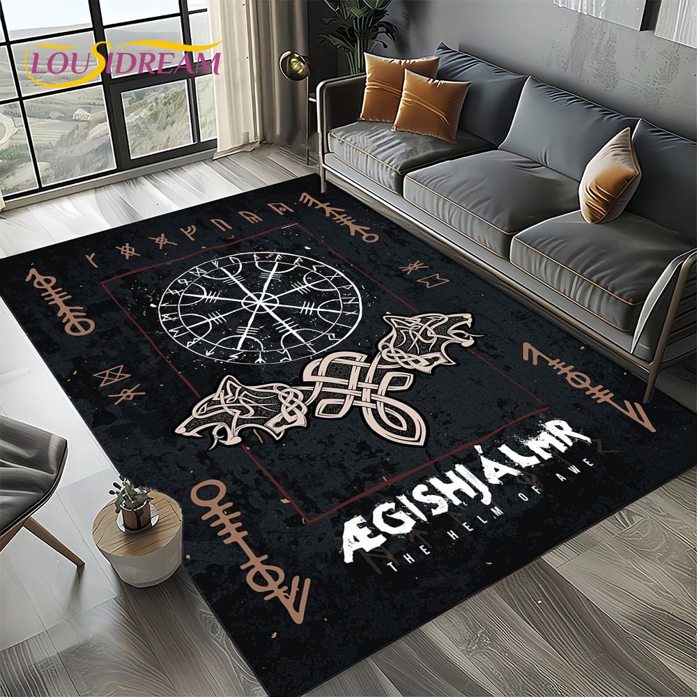 Odin Simbolo Vichingo Valknut Nordico Valhalla Tappeto Tappetino per Soggiorno Camera da Letto Casa Decorazione Divano, Tappeto da Area Tappetino Antiscivolo per Pavimento