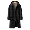 New Woolen Coat Men's Medium and Long Korean Version Loose British Men's Autumn and Winter Hooded Plaid Woolen Coat