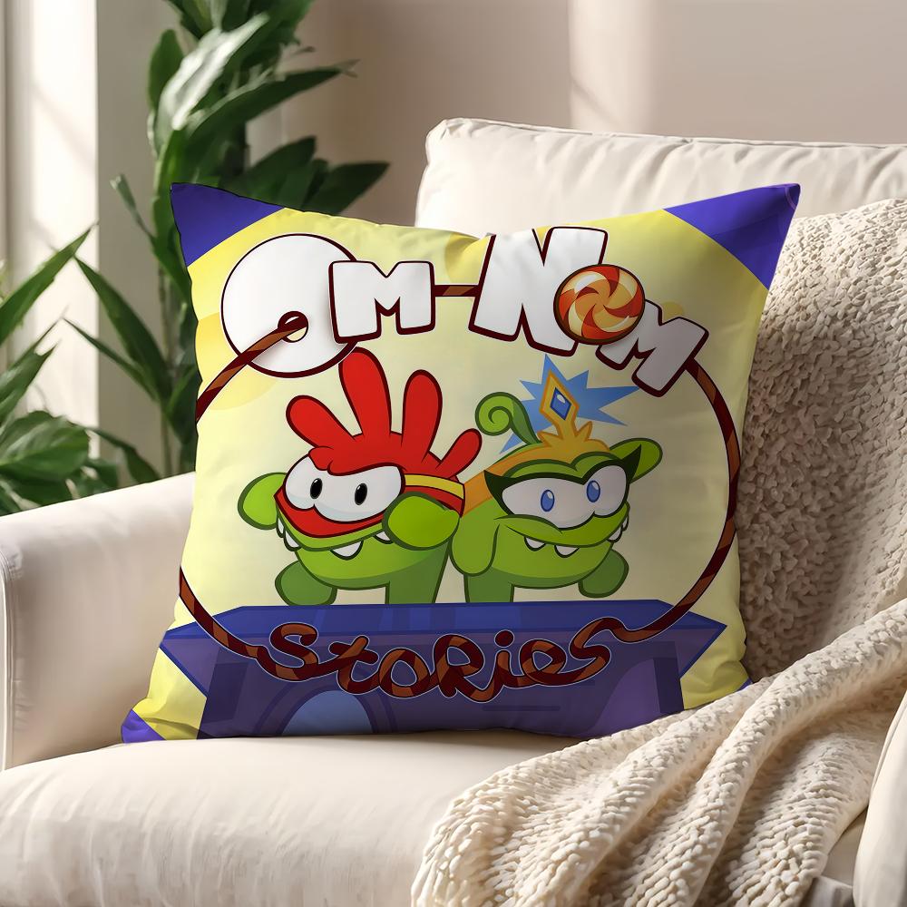 Süßer Frosch Cartoon Spiel Lustiges Gesicht O-Om N-Nom Kissenbezug Für Kissen Druck Sofa Dekoration Zuhause Auto Büro Nordische Schlichtheit