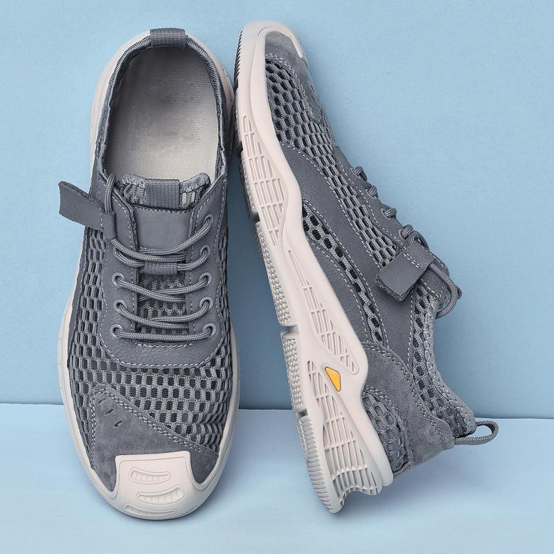 

Летняя ультралегкая мужская сетчатая обувь, стильные уличные балетки, нескользящая обувь для путешествий, пляжная кожаная обувь, крутая дышащая обувь для повседневной ходьбы 45 синий