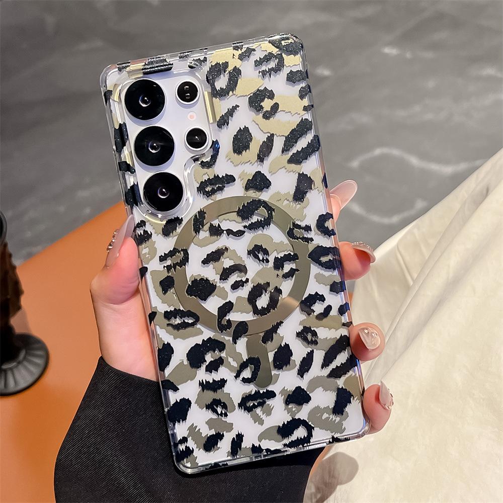 

New Model Suitable for Samsung S25 Ultra Magnetic Phone Case Light Luxury Leopard Print Samsung S24FE Protective Case S25Plus Samsung S25