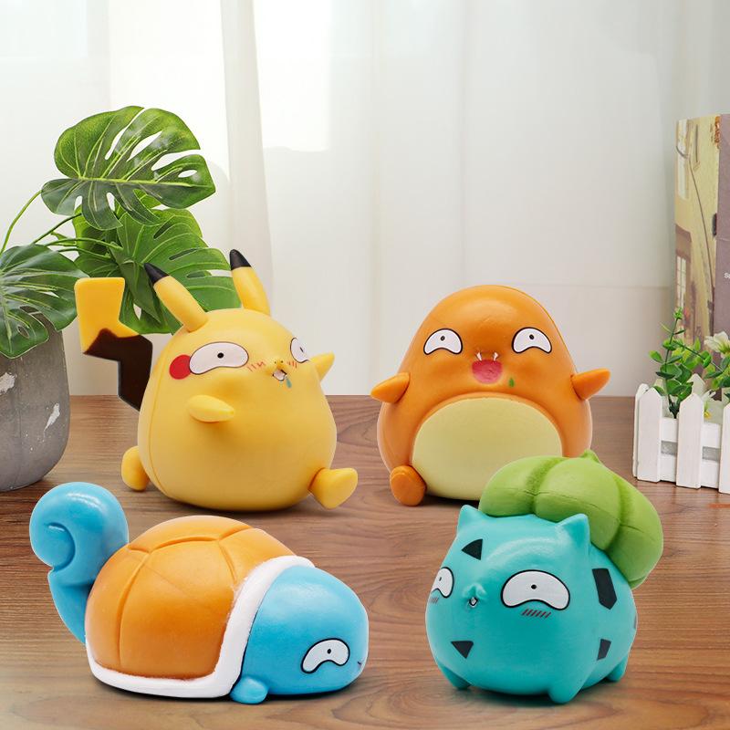 6cm Pokemon Spoof Figure Fool Stupid Pikachu Squirtle Bulbasaur Cute Figure Car Decoration Collection Model Children Toys