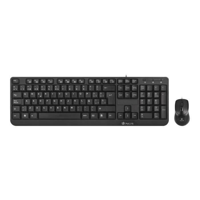 Ensemble clavier et souris USB NGS Cocoa Kit - Noir - Espagnol - 12 touches multimédia