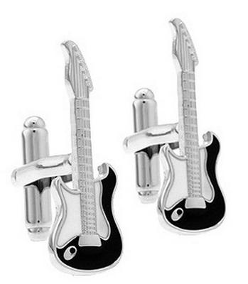 Chic Violin & Black-and-White Guitar Cufflinks: Fashion Jewelry Accessories A3009