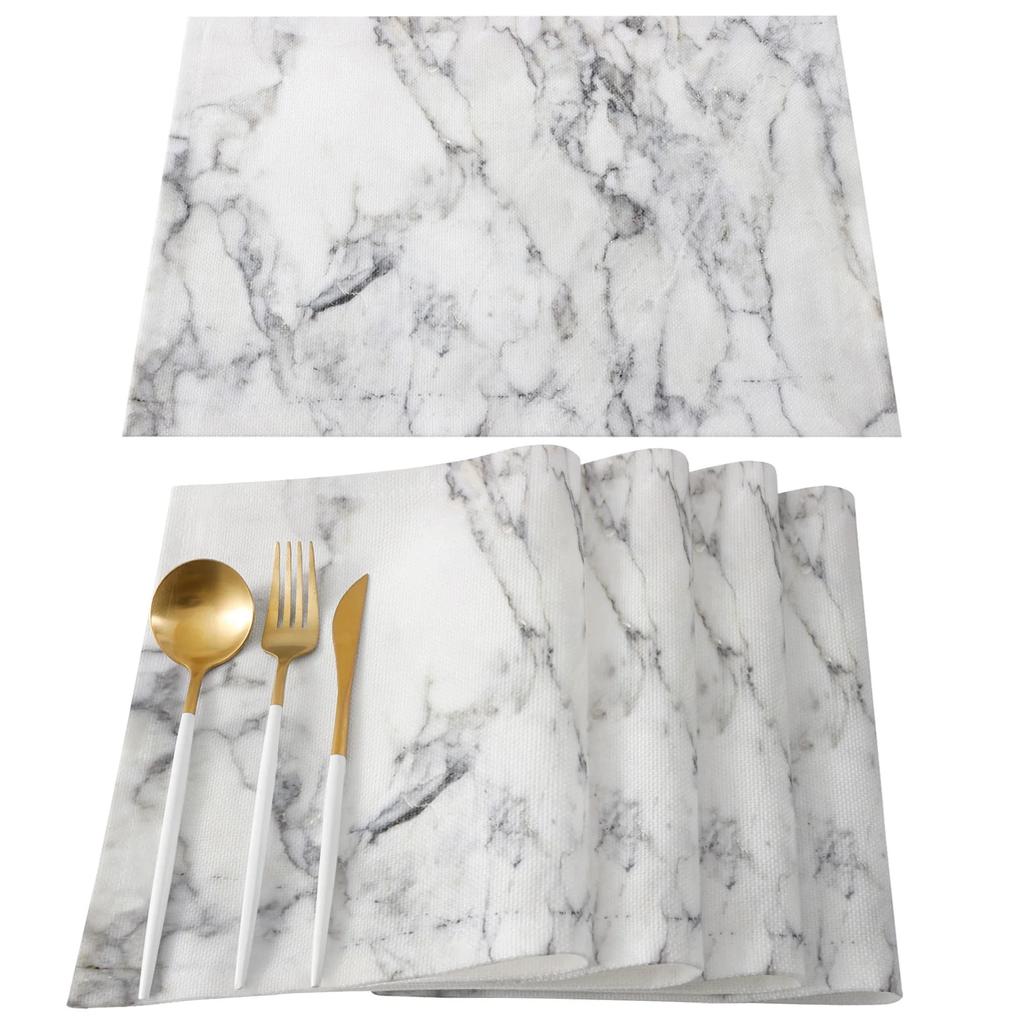 1pcs Placemats Marble Pattern Table Mats for Dining Table Kitchen Accessories Modern Home Decor Linen Tableware Pads Coaster