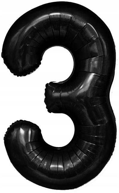 Balon Foliowy Cyfra 3 Trzy Czarny 100 Cm