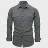 New Autumn Collection: Men’s Plain Long-sleeved Cotton Workwear-style Shirt