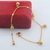 Women Yellow Gold Link Ball Heart Anklet Chain Jewelry