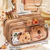 Large Capacity Transparent Pencil Case Detachable Stationery Bag Durable Clear Pen Pouch for School Office Supplies