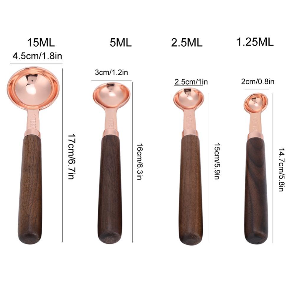 4PCS Set Walnut Wood Handle Measuring Cup Set Kitchen Baking Tool  For Kitchen Baking