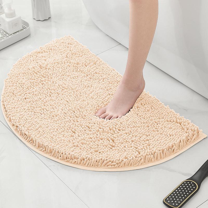 Bathroom Non-Slip Floor Mat Door Mat Absorbent Carpet Bathroom Door Mat Chenier Encrypted Semicircular Foot Mat