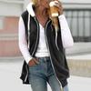 Warm Plush Vest Jacket Womens Fashion Sleeveless Hooded Zipper Pocket Solid Color Loose