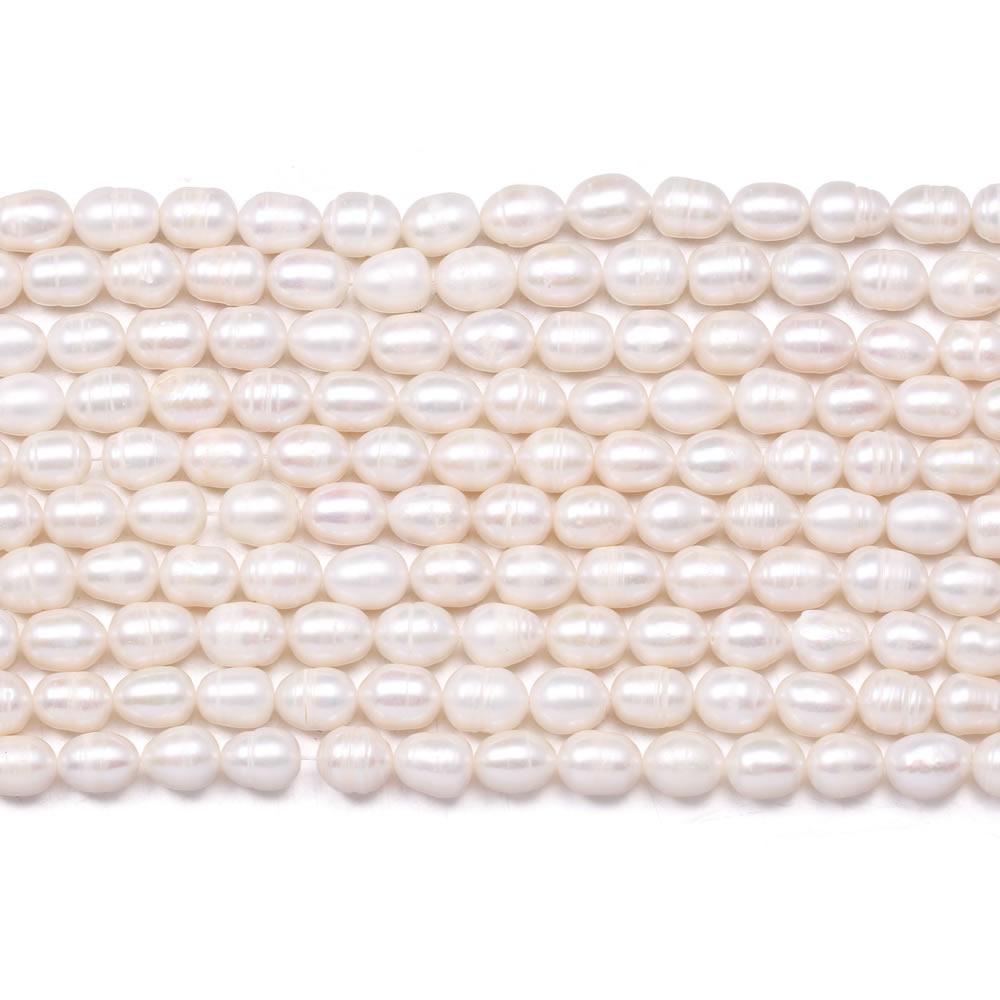 1String, White Natural Freshwater Pearls, Oval Pearl Beads, 8–9 Mm, for DIY Necklace Accessories, Valentine's Day Gifts, 36cm