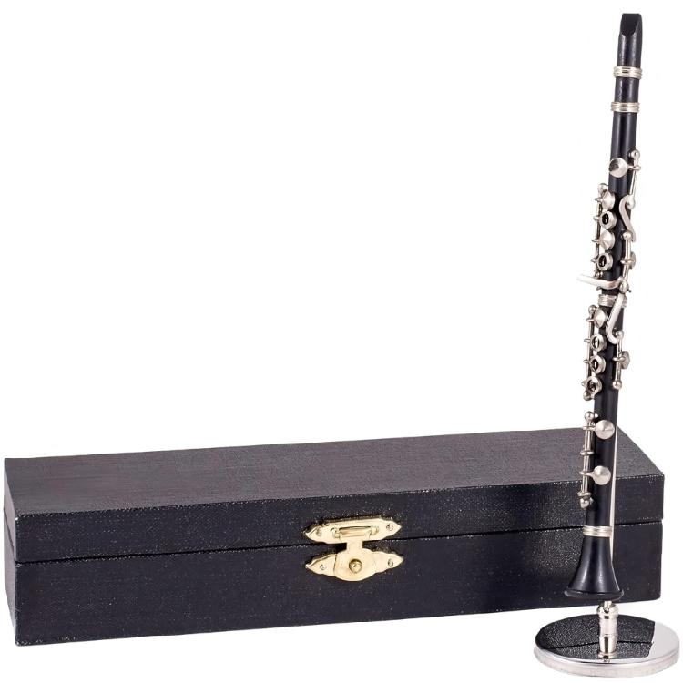Gold Plated Clarinet Model Miniature Clarinet with Stand and Case Desk Decoration Music Scene Accessory Enduring