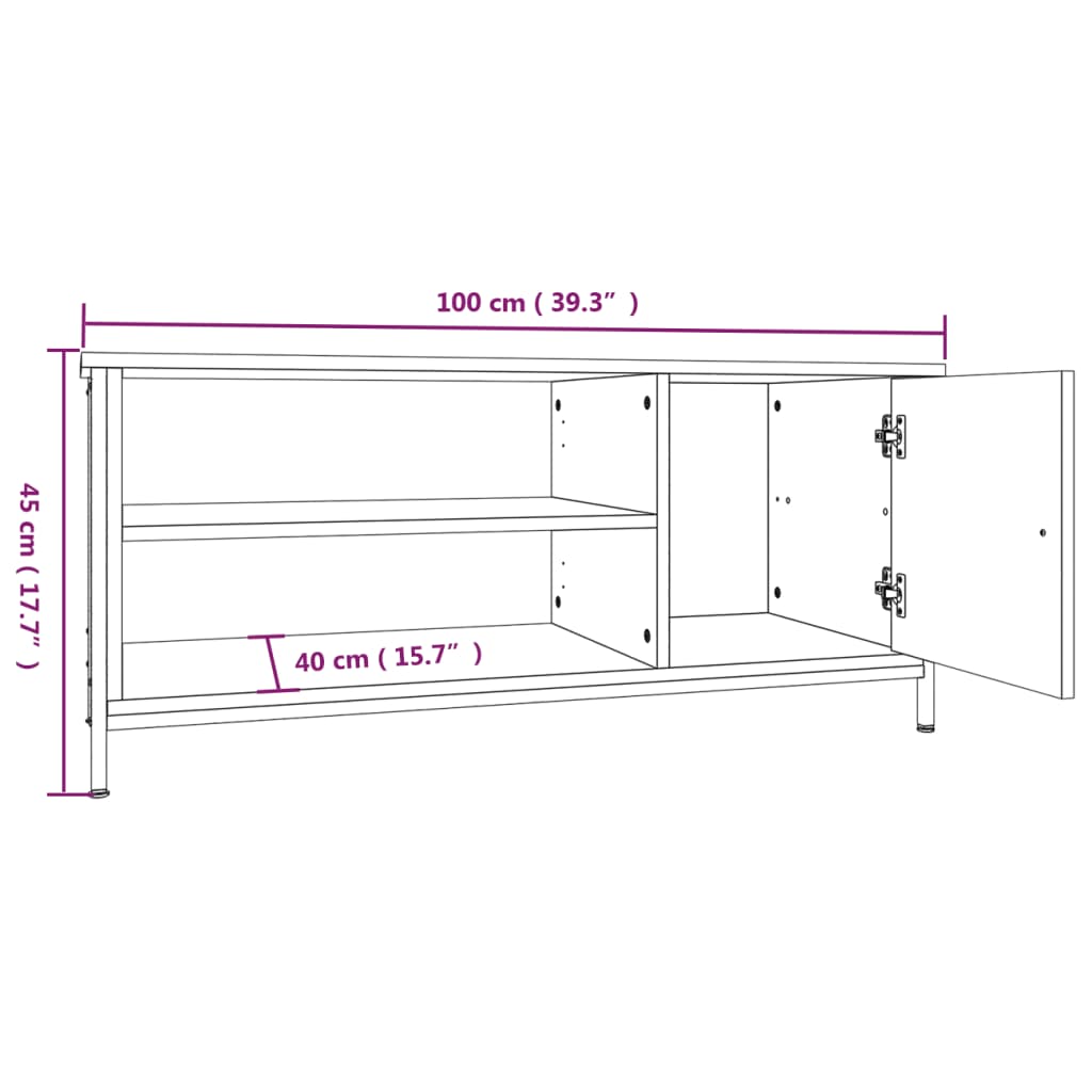 TV Cabinet Smoked Oak 100 x 40 x 45 cm Wood Based Panel