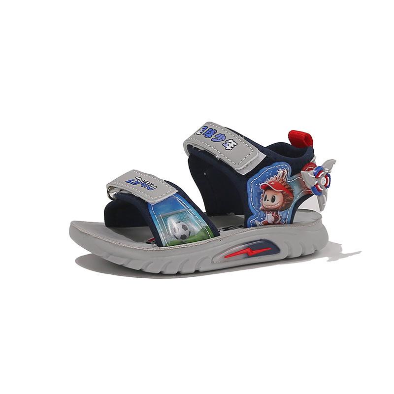 

Children Summer Soft Sole Anti Slip Boys Beach Shoes Hook and Loop Casual Sandals Open Toe size 22 серый