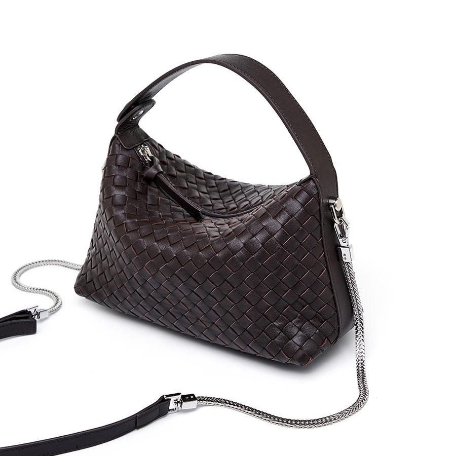 Genuine Leather Woven Women's Bag 2025 New Fashion Sheepskin Crossbody Bag Niche Design Woven Dumpling Bag Handbag
