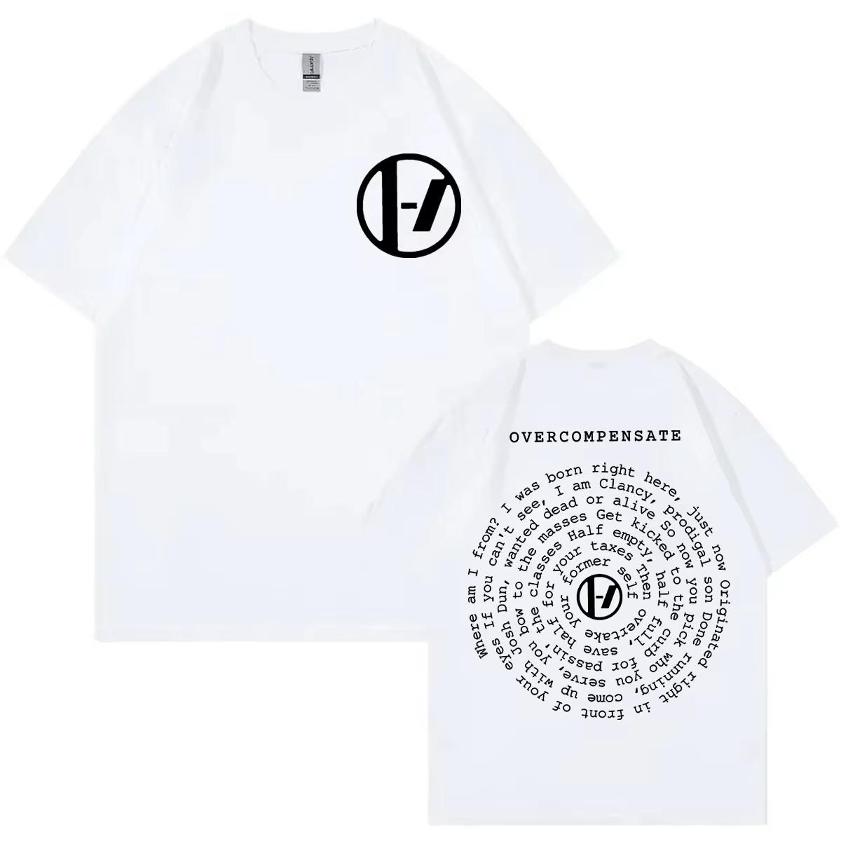 

Футболка с принтом текста песни Twenty One Pilots Overcompensate The Clancy World Tour 2024 Футболки Мужская Женская Мода Рок Хип-Хоп Футболки S