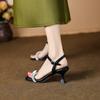 Krazing Pot Vollnarbenleder Peep Toe Stiletto High Heels Kristallperlen Sommer Schuhe Größe 44 Größe 43 Damen Sandalen
