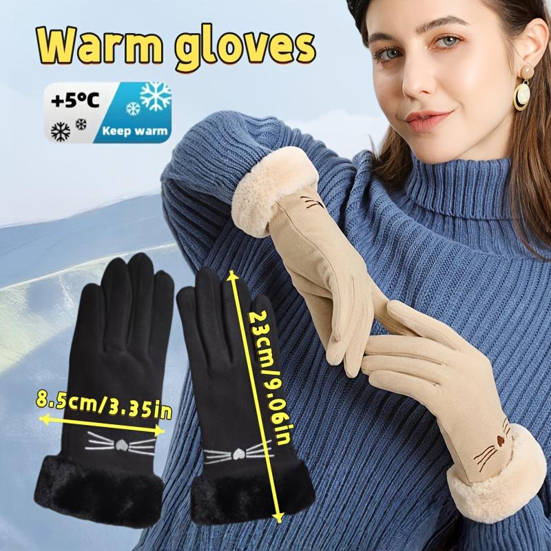 Ladies' winter outdoor warm riding gloves, thick and cold resistant touch screen gloves, worn for running and going out