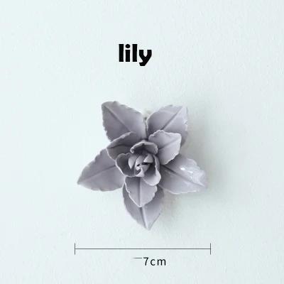 Modern Ceramic Lily Flower Wall Hanging Crafts Home Livingroom TV Background Wall Mural Decoration Hotel Store Wall Ornaments
