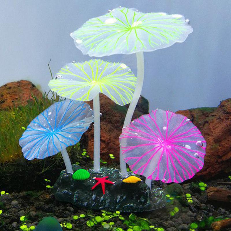 Lotus Leaf Mushroom Fluorescent Artificial Coral Reef Glowing Lotus Luminous Stones Aquariums Fish Tank Luminous Decoration