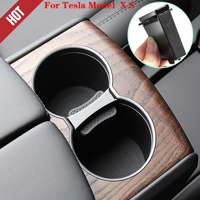 For Tesla Model X S 12-22 Cup Holder Clip Car Water Cup Slot Slip Black ABS Limit Clip