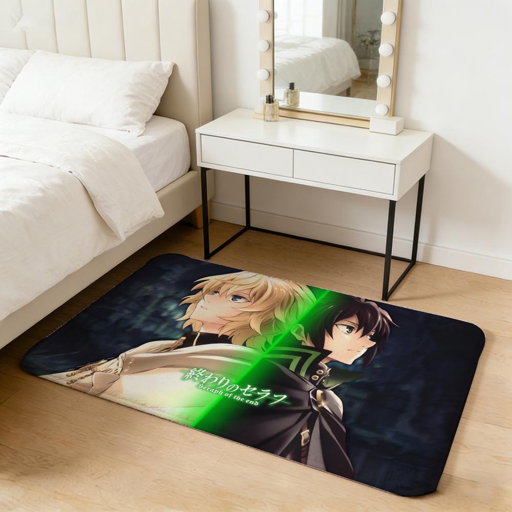 anime S-Seraph of the End Floor Mat Flannel Door Mat Non-Slip Absorbent Washable Indoor Home Rug