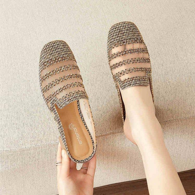 

Baotou French half slippers women s 2025 new temperament gentle small fragrant sandals lazy soft sole medium heel women s shoes 40