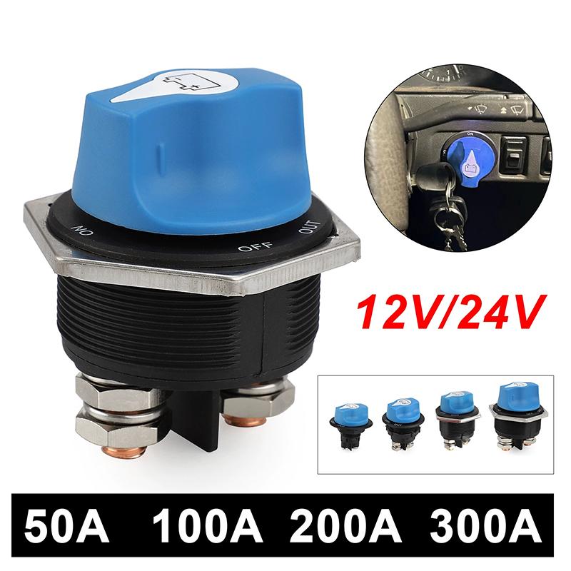 Car Battery Race Rally Switch 50 100 200 300A Blue Battery Disconnector Isolator Cut Off Switch Kit For Rv Motorcycle Truck Boat