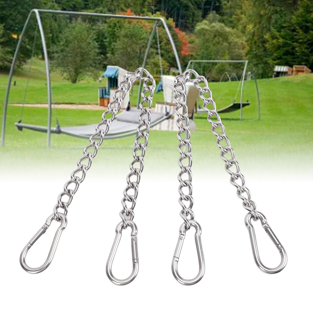 2 Pcs Hanging Chair Chain 660lbs Load Capacity Stainless Steel Hammock Chain with 4 Spring Snap Hook for Swing Punching Bag