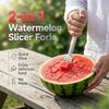 2026 Neuer 2-in-1 Edelstahl-Fruchtschneider, Wassermelonengabel-Schneider, Tragbarer Doppelkopf-Fruchtgabel-Schneider
