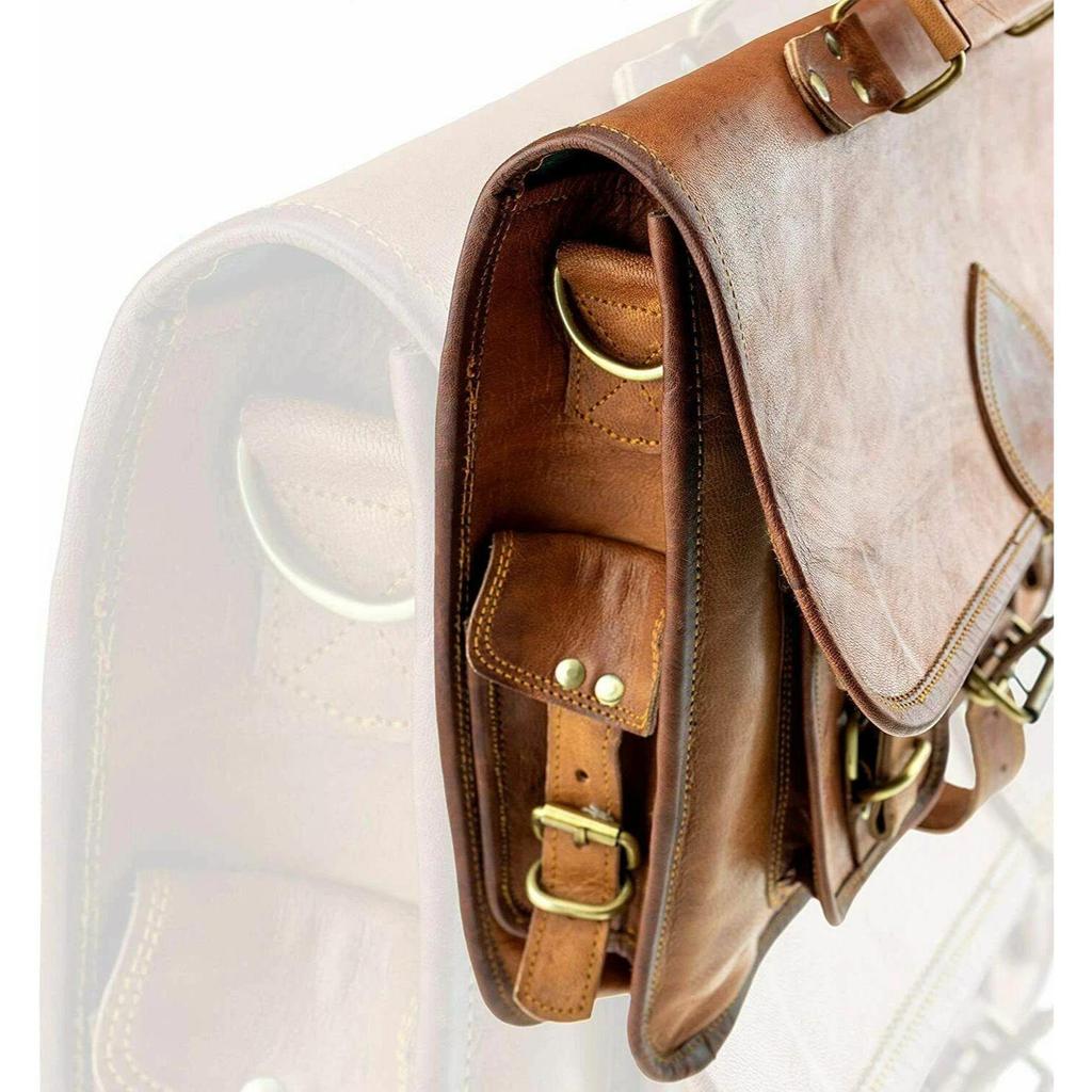 Leather Satchel Shoulder Laptop Bag Messenger Briefcase Men's Vintage Aircabin