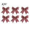 Christmas Tree Bow Decorations Glitter Bow, Gold Sparkling Ribbon Hanging Ornament for Powder Ties Gifts Wreath Gift Box, Festive Wedding Party Decor