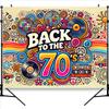 Retro Cool 70er Jahre Party Hintergrund - Helles Friedenslogo Discokugel und 70er Jahre Stil Elemente