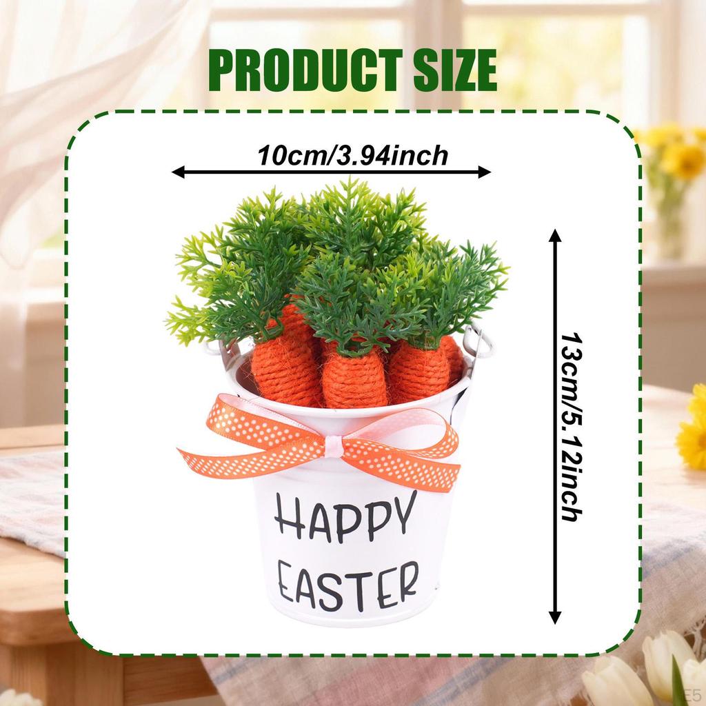 Easter Carrot Bucket Basket Handheld with Handle Collecting Decor for Garden Party