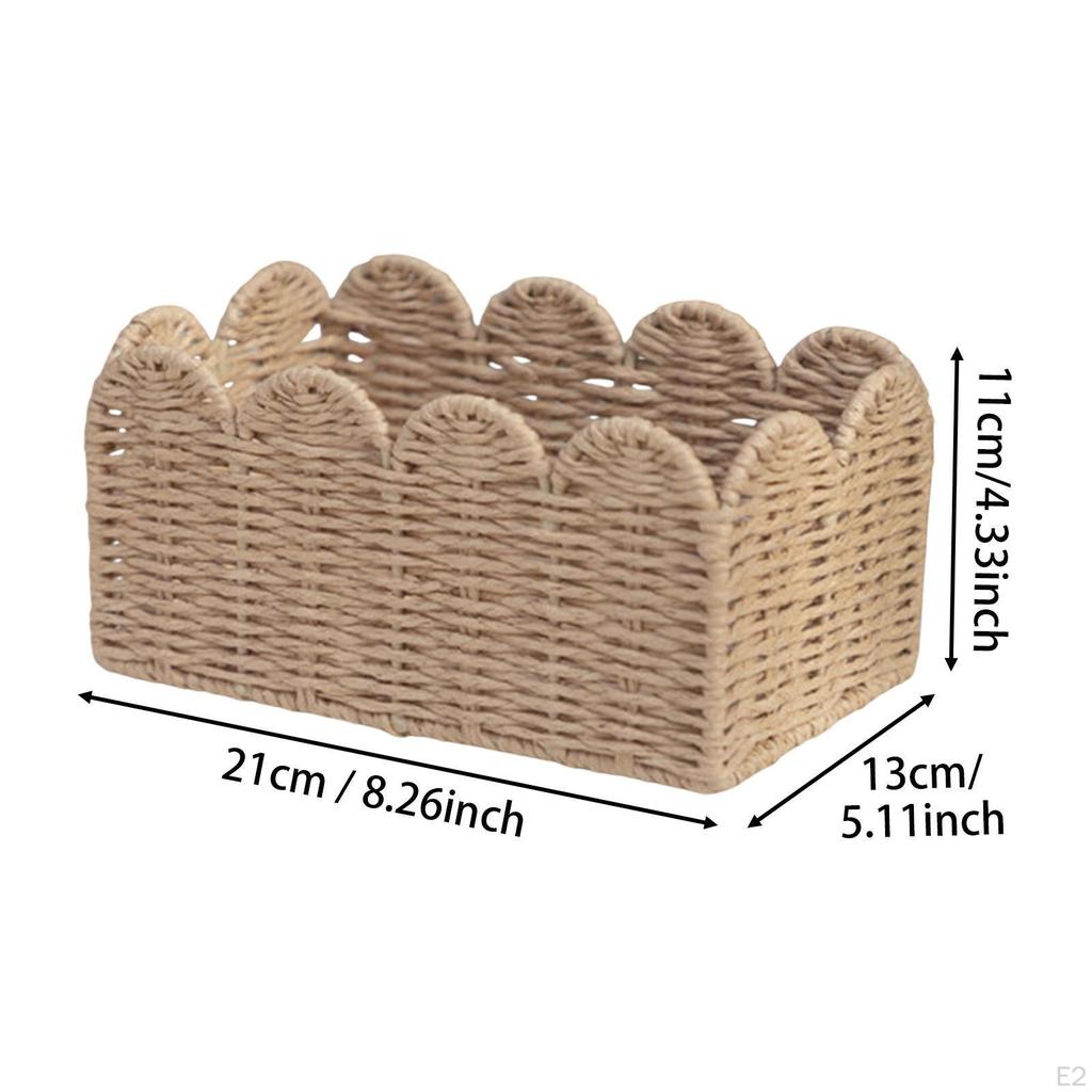 Container Bin Woven Basket Paper Rope for Bathroom Countertop Pastries And More
